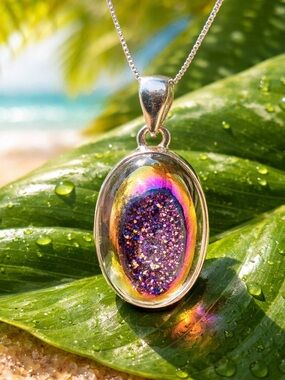 Titanium Aura Druzy Necklace